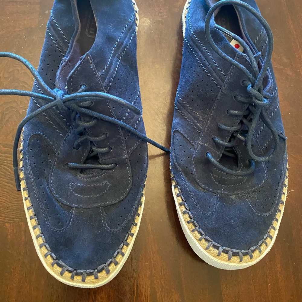 COACH NAVY BLUE SUEDE CASUAL lace up SHOES Size 8.5b